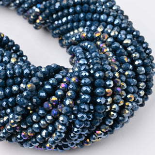 Cristalli Rondella Blu Petrolio AB 4mm - 10 Fili