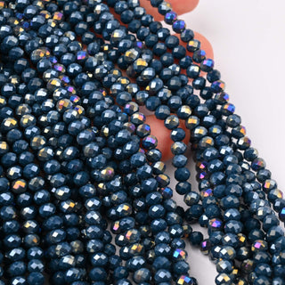 Cristalli Rondella Blu Petrolio AB 4mm