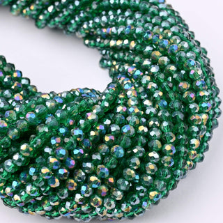 Cristalli Rondella Verde Smeraldo AB 4mm - 10 Fili