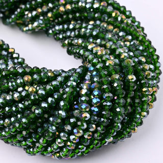 Cristalli Rondella Verde Scuro Trasparente AB 4mm - 10 Fili