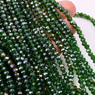 Cristalli Rondella Verde Scuro Trasparente AB 4mm