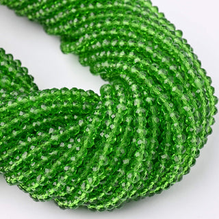 Cristalli Rondella Verde Erba Trasparente 4mm - 10 Fili