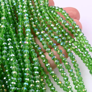 Cristalli Rondella Verde Erba Trasparente AB 4mm - 10 Fili