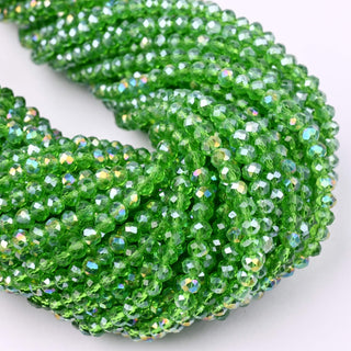 Cristalli Rondella Verde Erba Trasparente AB 4mm