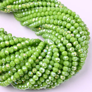 Cristalli Rondella Verde Lime AB 4mm - 10 Fili