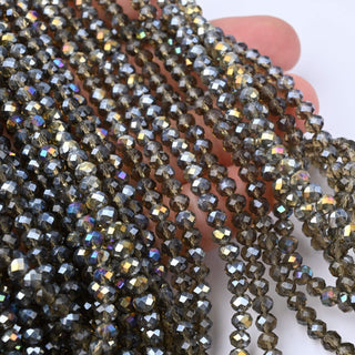 Cristalli Rondella Fumé Trasparente AB 4mm