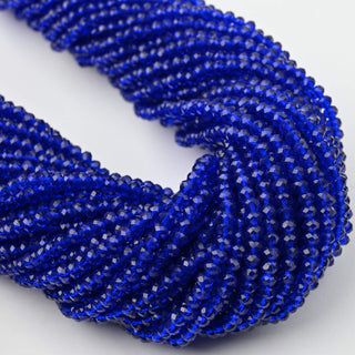 Cristalli Rondella Blu Elettrico Trasparente 3mm - 10 Fili