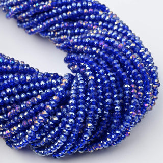 Cristalli Rondella Blu Elettrico Trasparente AB 3mm - 10 Fili