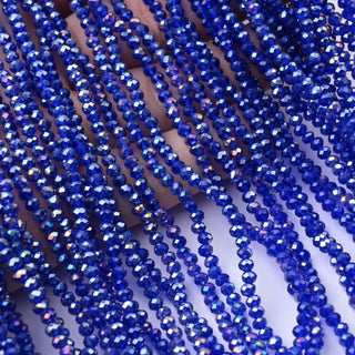 Cristalli Rondella Blu Elettrico Trasparente AB 3mm - 10 Fili