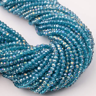 Cristalli Rondella Blu Petrolio Trasparente AB 3mm - 10 Fili