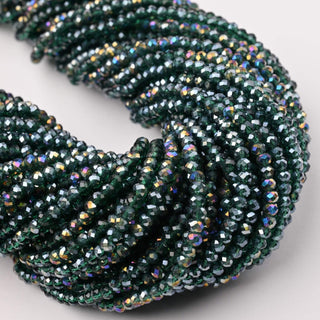 Cristalli Rondella Verde Scuro Trasparente AB 3mm - 10 Fili
