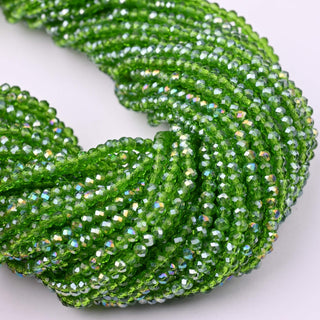 Cristalli Rondella Verde Erba Trasparente AB 3mm - 10 Fili
