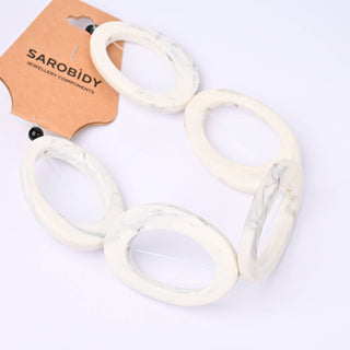 Perle in Resina Artigianali Ovale Bianco Marmorizzato 50x33mm