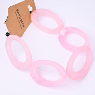 Perle in Resina Artigianali Ovale Rosa Opal Marmorizzato 50x33mm