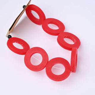 Perle in Resina Artigianali Anelli Rosso Ø 32mm