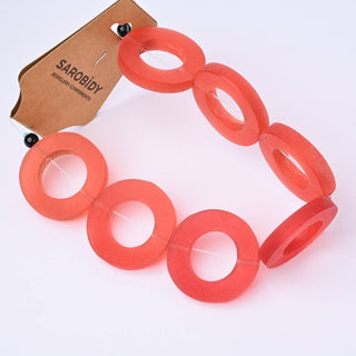 Perle in Resina Artigianali Anelli Rosso Fragola Ø 32mm