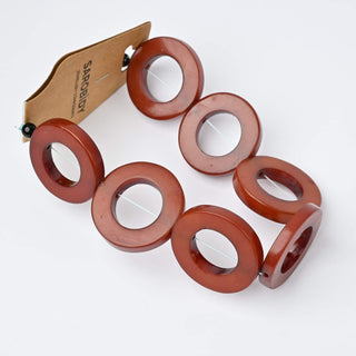 Perle in Resina Artigianali Anelli Marrone Rossiccio Ø 32mm