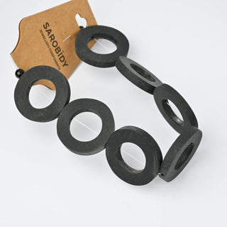 Perle in Resina Artigianali Anelli Nero Ø 32mm