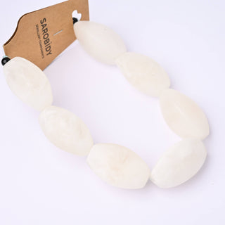 Perle in Resina Artigianali Ovale Bianco Marmorizzato 35x20mm