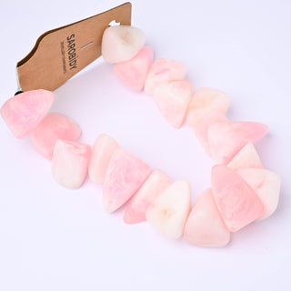 Perle in Resina Artigianali Sasso Triangolare Rosa Marmorizzato 32x23mm