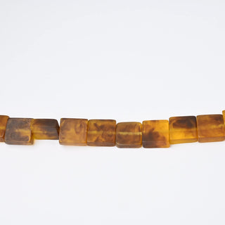 Perle in Resina Artigianali Quadrato Ambra Scuro Marmorizzato 16x16mm