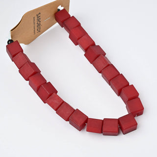Perle in Resina Artigianali Cubo Rosso 12x12mm