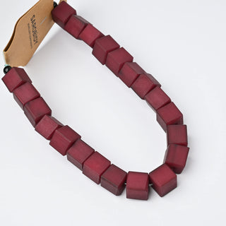 Perle in Resina Artigianali Cubo Bordeaux 12x12mm