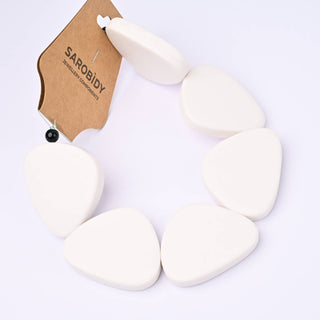 Perle in Resina Artigianali Triangolo Piatto Bianco 40x32mm