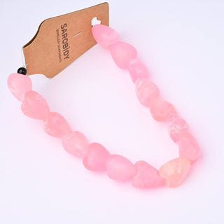 Perle in Resina Artigianali Cuore Rosa Marmorizzato 18x16mm