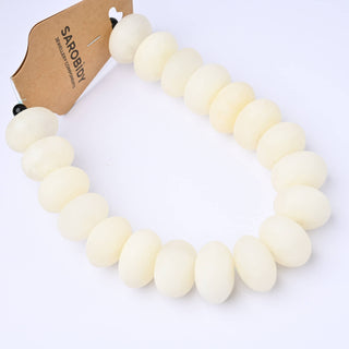 Perle in Resina Artigianali Rondella Bianco Marmorizzato 22x14mm