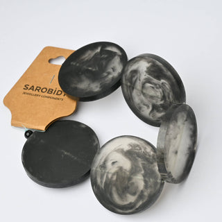 Perle in Resina Artigianali Disco Nero Marmorizzato Ø 45mm