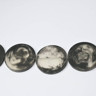 Perle in Resina Artigianali Disco Nero Marmorizzato Ø 45mm