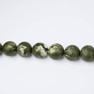 Perle in Resina Artigianali Tondo Verde Militare Marmorizzato Ø 22mm