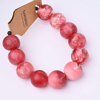 Perle in Resina Artigianali Tondo Rosso Marmorizzato Ø 22mm