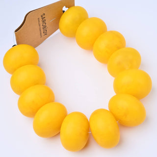 Perle in Resina Artigianali Tondo Giallo Marmorizzato 32x20mm