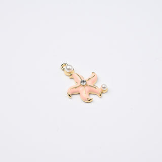 Ciondolo Stella Marina e Perle Rosa 22x17mm