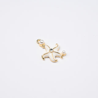Ciondolo Stella Marina e Perle Bianco 22x17mm