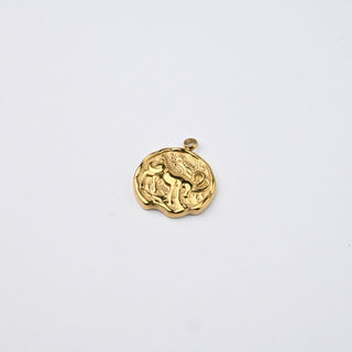 Ciondolo Capricorno in Acciaio Placcato Oro 14k - 15mm