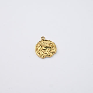 Ciondolo Capricorno in Acciaio Placcato Oro 14k - 15mm