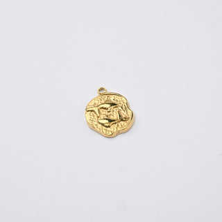 Ciondolo Pesci in Acciaio Placcato Oro 14k - 15mm