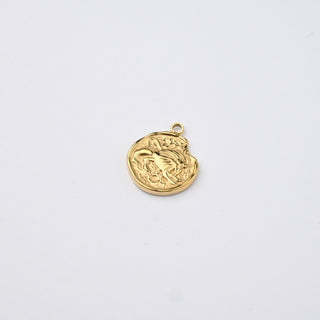 Ciondolo Leone in Acciaio Placcato Oro 14k - 15mm