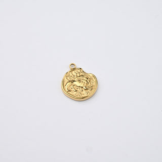 Ciondolo Leone in Acciaio Placcato Oro 14k - 15mm