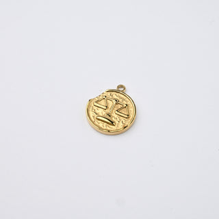 Ciondolo Bilancia in Acciaio Placcato Oro 14k - 15mm