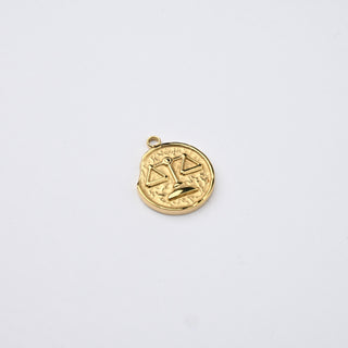 Ciondolo Bilancia in Acciaio Placcato Oro 14k - 15mm