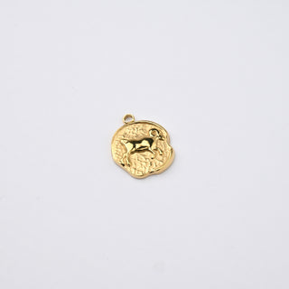 Ciondolo Ariete in Acciaio Placcato Oro 14k - 15mm