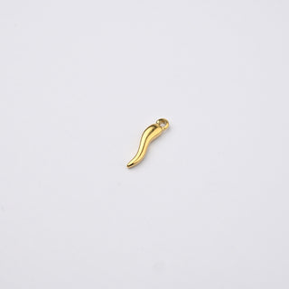 Ciondolo Corno Portafortuna in Acciaio Placcato Oro 14k - 10x4mm