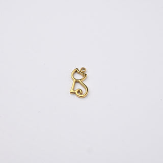 Ciondolo Gattina in Acciaio Placcato Oro 14k - 14x7mm