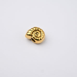 Perla Chiocciola con Foro Largo in Acciaio Placcato Oro 14k - 16mm