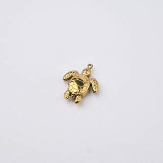 Ciondolo Tartaruga Marina in Acciaio Placcato Oro 14k - 20x15mm