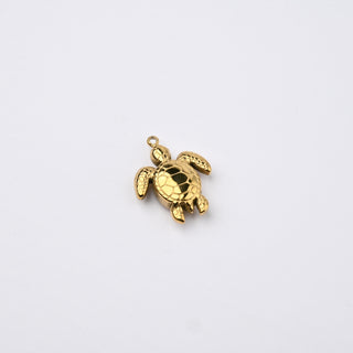 Ciondolo Tartaruga Marina in Acciaio Placcato Oro 14k - 20x15mm